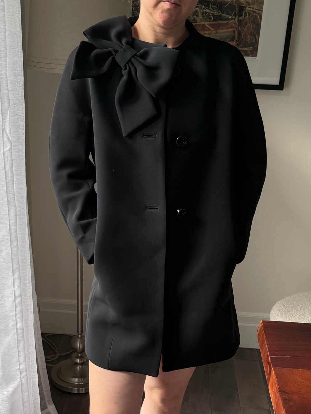 Kate Spade Black Bow “Dorothy” Dress Coat - Picture 5 of 15